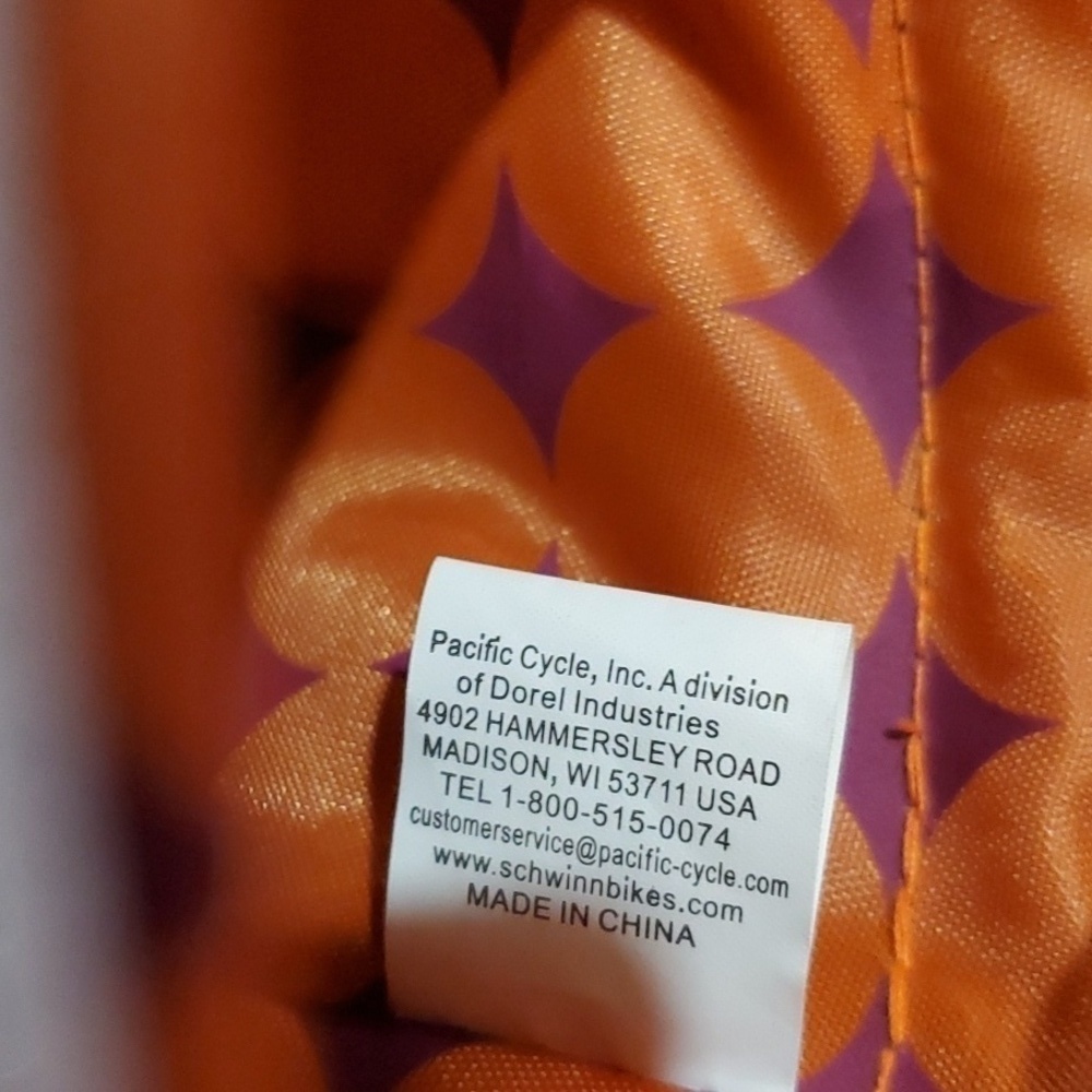 Schwinn cycling Bike Bag purple & orange tube shape with Kitty - Picture 8 of 11